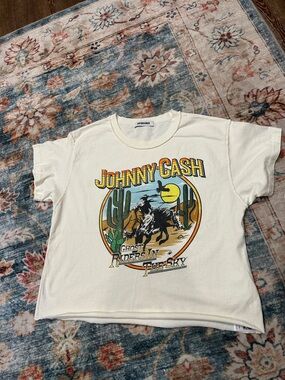 Daydreamer Free People Johnny Cash Ghost Riders In The Sky Cropped Tee Sz L